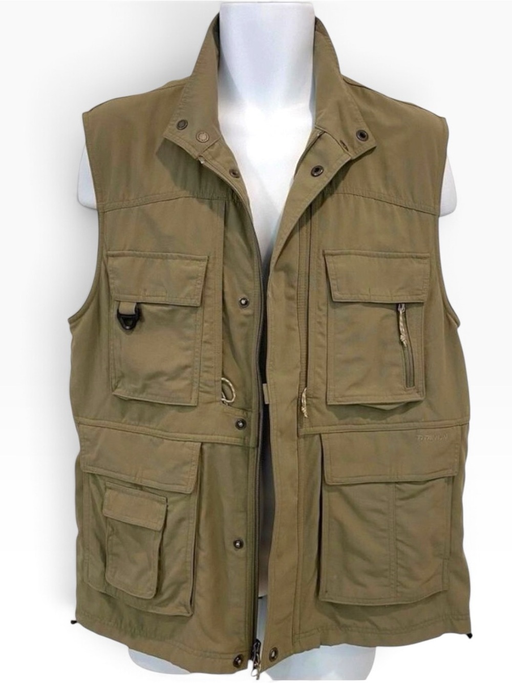 Columbia Titanium outdoor sleeveless jacket vest pockets men Medium olive green